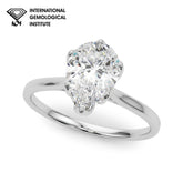 IGI 5.00 Ct F/VS Pear shape Lab Grown Diamond Solitaire Engagement Ring Platinum