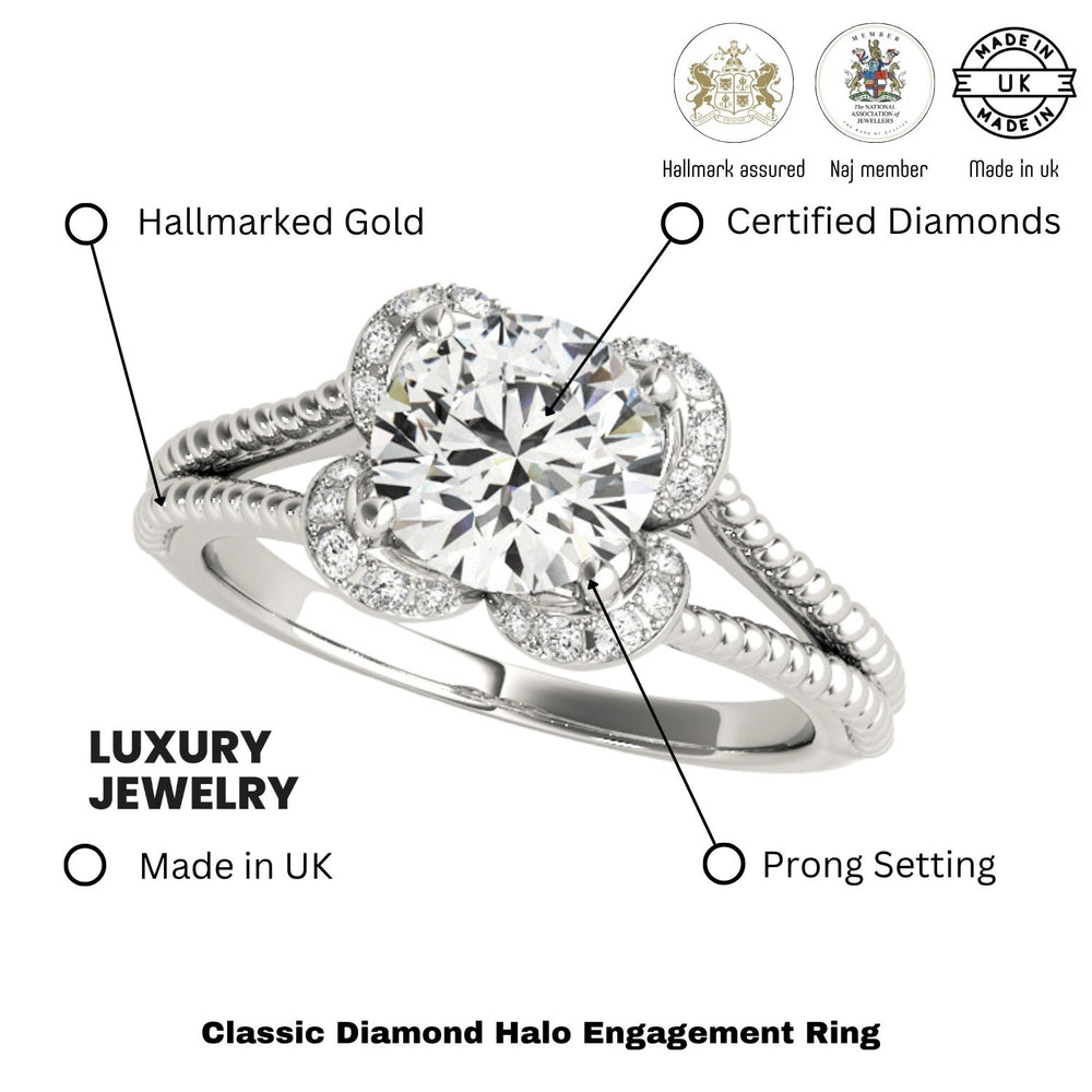 Lab Grown Diamond Halo Engagement Ring