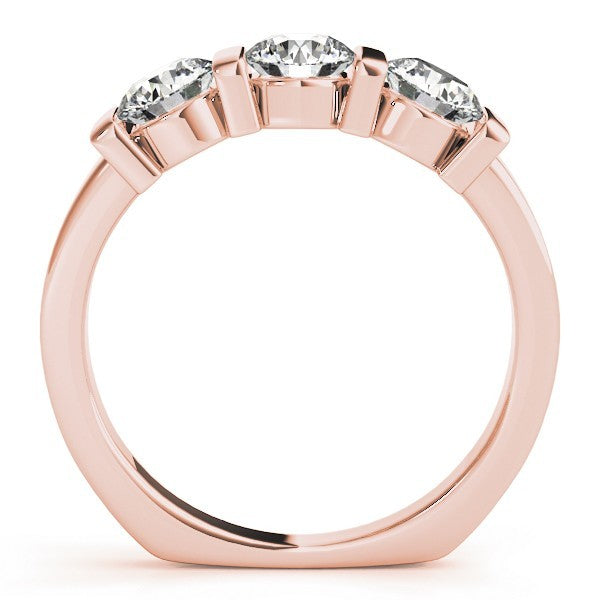 2.00Ct Lab Grown Round Diamond Bar Set 3 Stone Engagement Ring Platinum