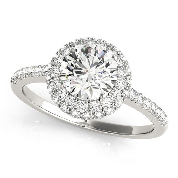 Lab Grown Round Cut Diamond Halo Engagement Ring Platinum