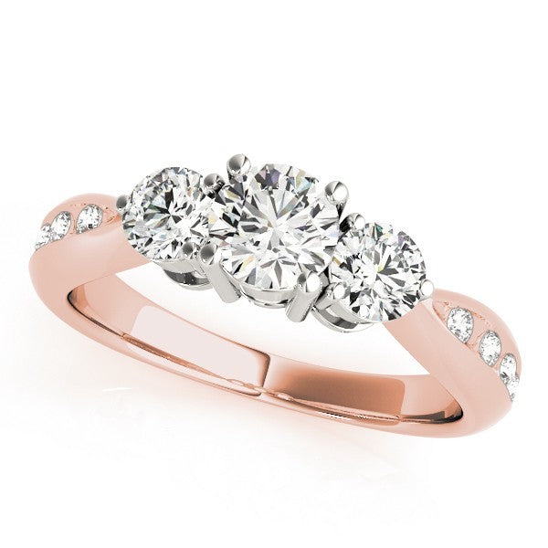 0.50Ct To 2.00Ct DE/VS Lab Grown Round Diamond 3 Stone Engagement Ring Platinum
