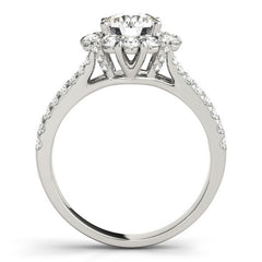 Lab Grown Round Diamond Halo Engagement Ring 18K White Gold