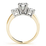 Platinum 3 Stone Engagement Ring Lab Grown Round Diamond Prong Set