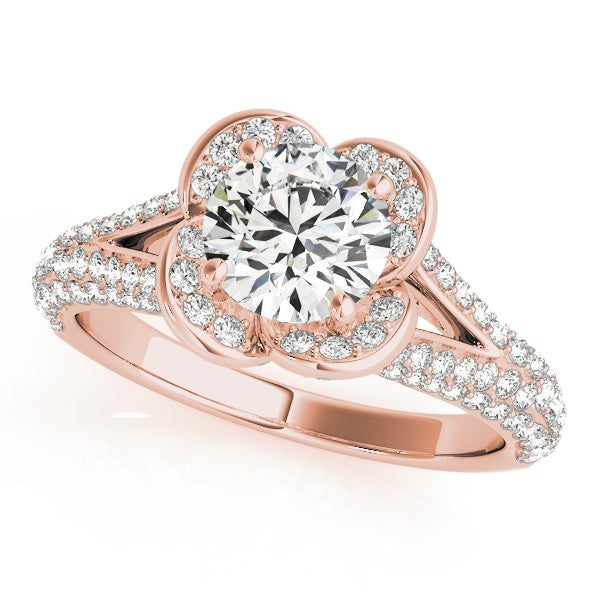 Lab Grown Round Diamond Halo Engagement Ring