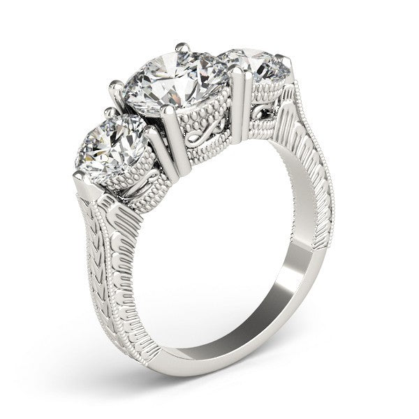 Platinum Lab Grown Diamond Trilogy Engagement Ring Art Deco Designer 2CT DE/VS