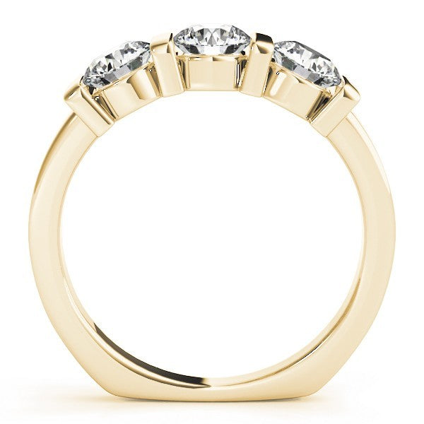 2.00Ct Lab Grown Round Diamond Bar Set 3 Stone Engagement Ring Platinum