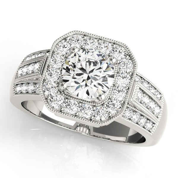 Lab Grown Round Diamond Halo Engagement Ring