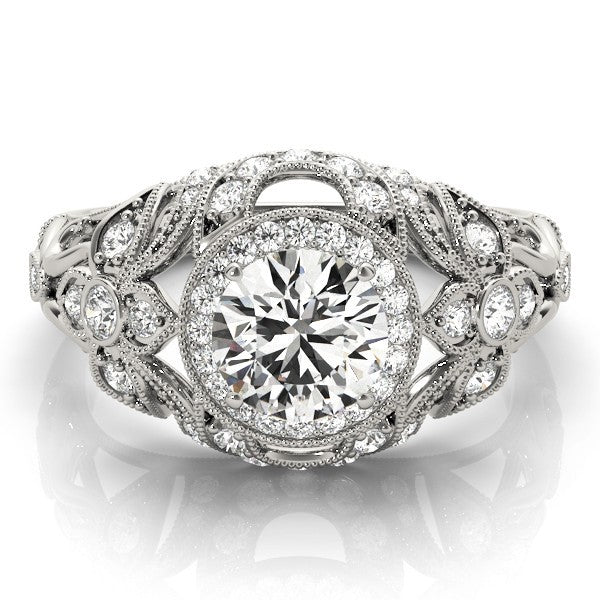 2.00Ct Lab Grown Round Diamond Halo Engagement Ring 18K Yellow Gold