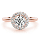 Lab Grown Round Cut Diamond Halo Engagement Ring