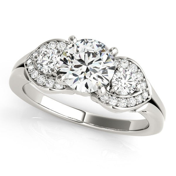 2.00 Ct Lab Grown 3 Stone With Side Halo Diamond Engagement Ring Platinum