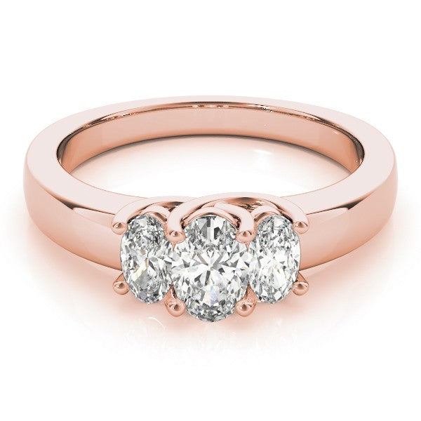Lab-Grown Oval Cut Diamond Trilogy Engagement Ring 18K White Gold
