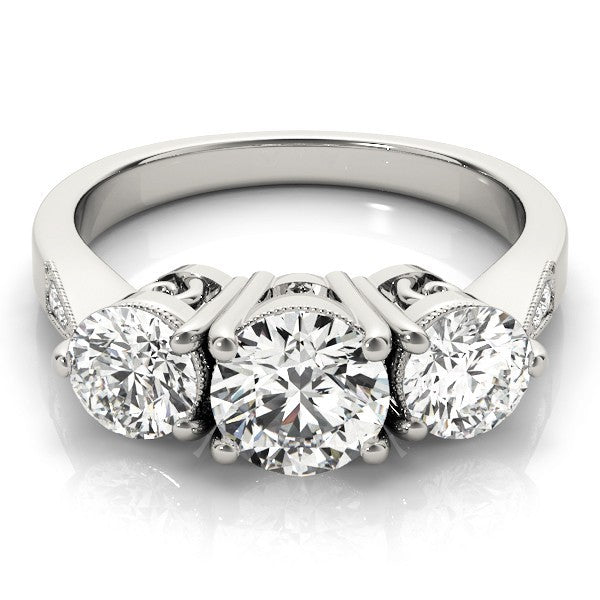 2.00Ct Lab Grown Round Diamond 3 Stone Engagement Ring Platinum