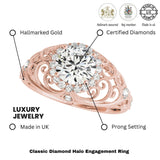 Lab Grown Round Diamond Halo Engagement Ring
