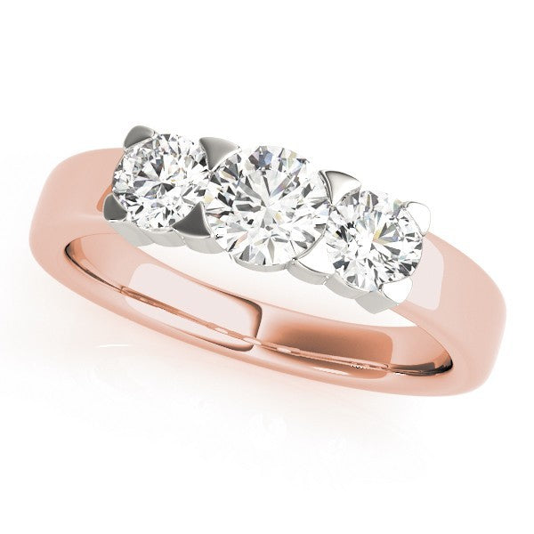 Platinum Lab Grown Round Diamond Trilogy Engagement Ring