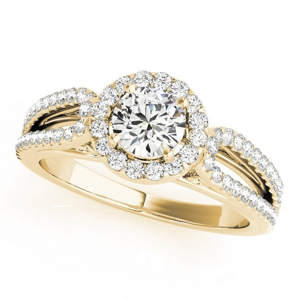 Lab Grown Round Diamond Halo Engagement Ring 18K White Gold
