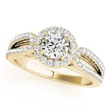 Lab Grown Round Diamond Halo Engagement Ring 18K White Gold