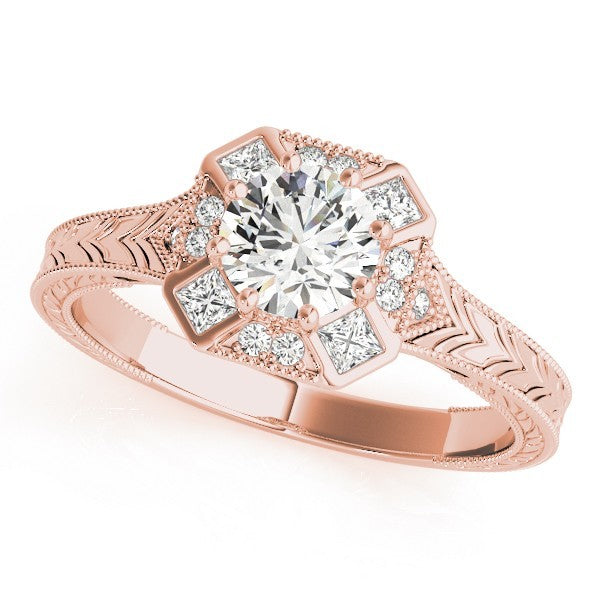 Lab Grown Round Diamond Halo Engagement Ring
