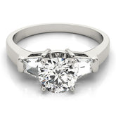Lab-Grown Round Cut Diamond 3 Stone Engagement Ring In 18K White Gold 2.00Ct DE/VS