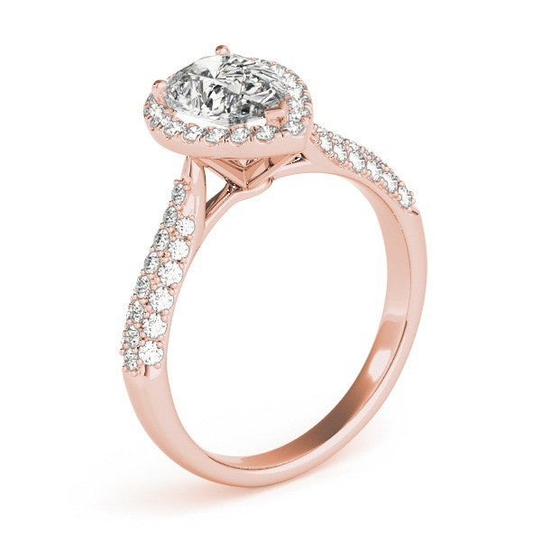 Lab Grown Pear Shape Diamond Halo Engagement Ring