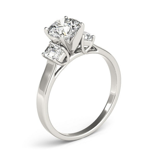 Platinum Lab Grown Round Cut Diamond Trilogy Engagement Ring In 2.00ct DE/VS