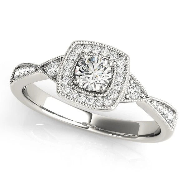 Lab Grown Round Diamond Halo Engagement Ring