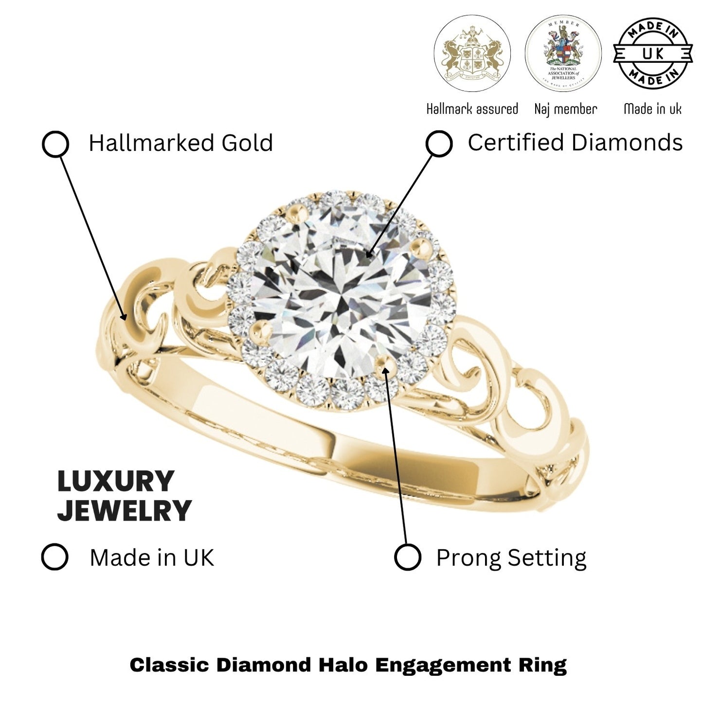 Lab-Grown Diamond Halo Engagement Ring