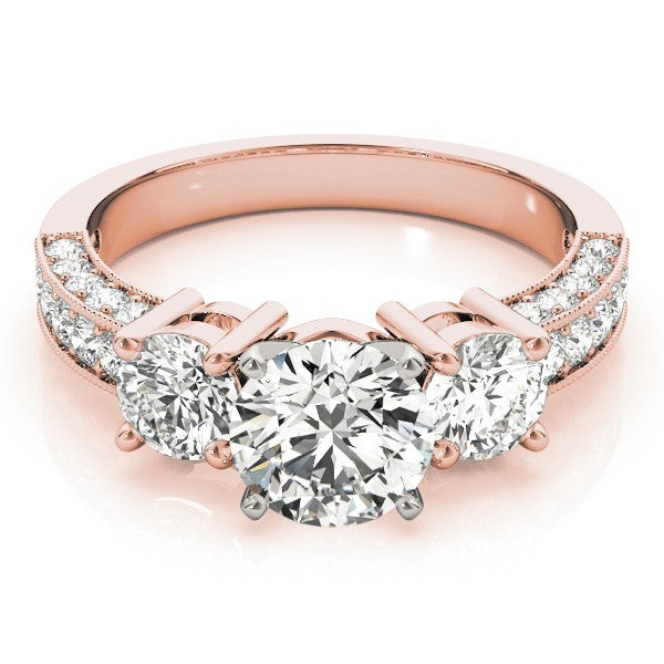 Lab Grown Round Diamond Trilogy Engagement Ring Platinum 2CT DE/VS
