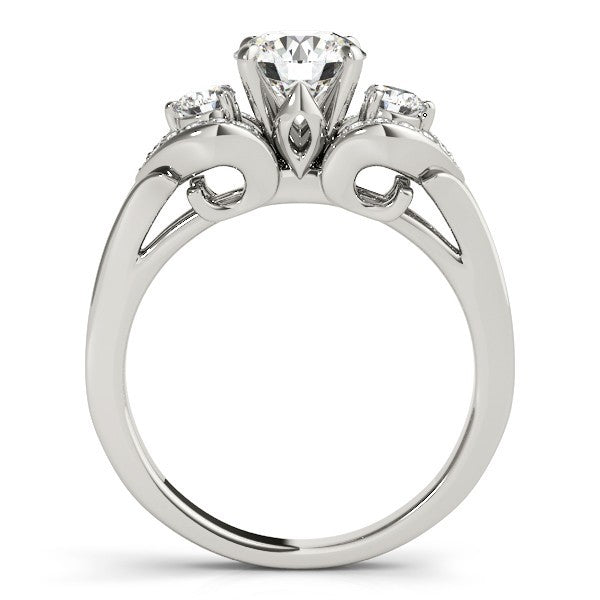 2.00 Ct Lab Grown 3 Stone With Side Halo Diamond Engagement Ring Platinum