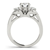 2.00 Ct Lab Grown 3 Stone With Side Halo Diamond Engagement Ring Platinum