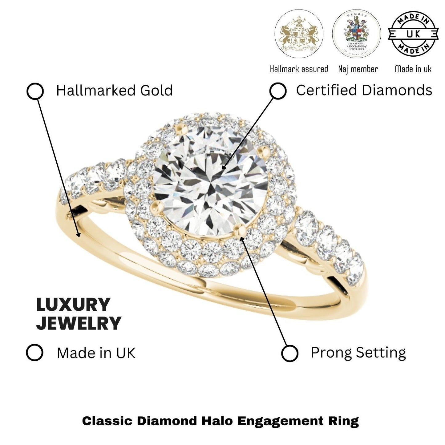 Lab Grown Round Diamond Halo Engagement Ring