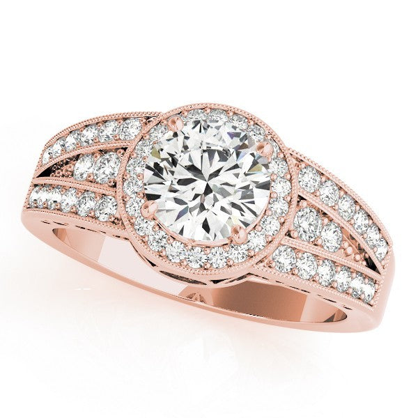 Lab Grown Round Diamond Halo Engagement Ring