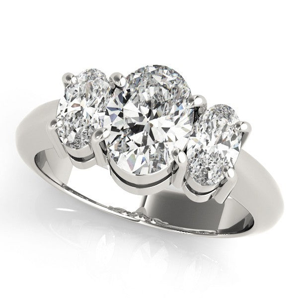 Lab-Grown Oval Diamond 3 Stone Engagement Ring – 18K Rose Gold