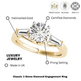 18K Yellow Gold Lab-Grown Round Diamond Trilogy Engagement Ring