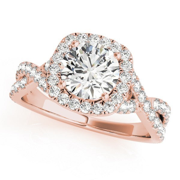 Lab Grown Round Diamond Halo Engagement Ring 18K White Gold