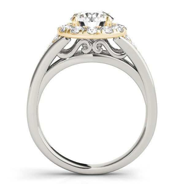 Lab Grown Round Diamond Halo Engagement Ring 18K White Gold