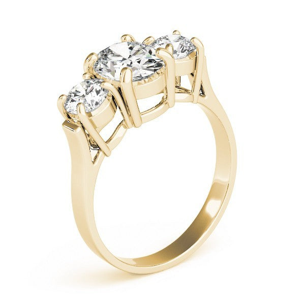 18k yellow gold Oval cut Trilogy Engagement Ring – 2Ct DE/VS Lab Grown Diamonds