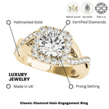 Lab Grown Round Diamond Halo Engagement Ring