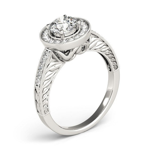 Lab Grown Round Cut Diamond Halo Engagement Ring