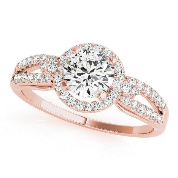 Lab Grown Round Cut Diamond Halo Engagement Ring