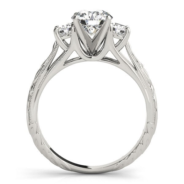 Lab Grown Round Diamond Art Designer 3 Stone Engagement Ring Platinum