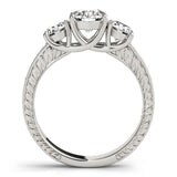 Lab Grown Round Diamond 3 Stone Engagement Ring Platinum