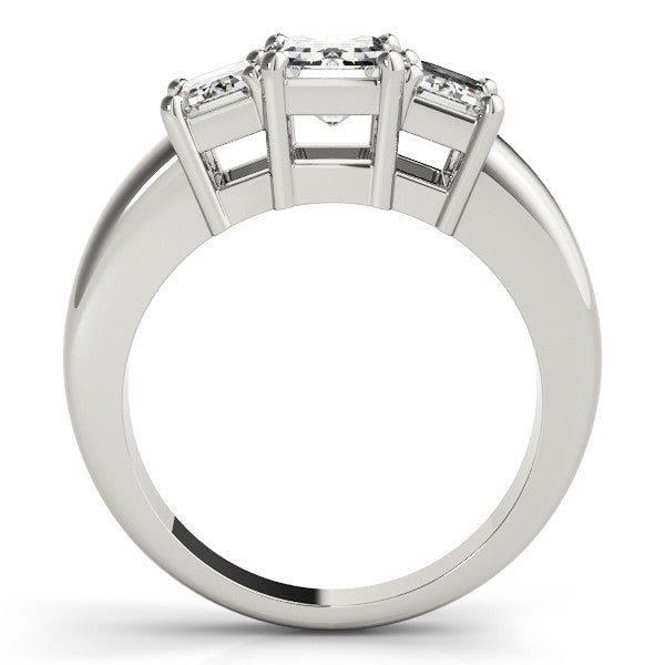 Lab Grown Emerald Cut Diamond Ring 18K Yellow Gold 3 Stone Ring