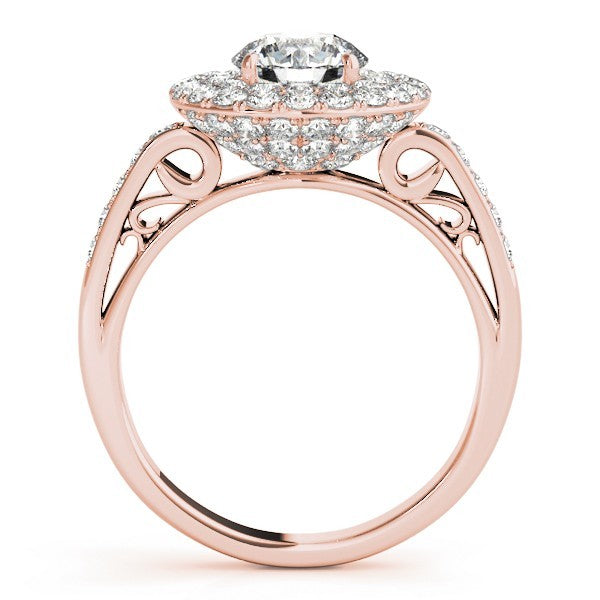 Lab Grown Round Cut Diamond Halo Engagement Ring