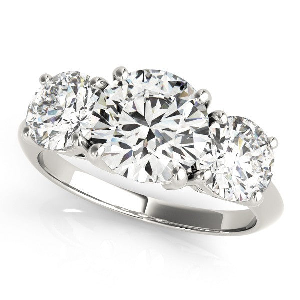Lab Grown Round Diamond 3 Stone Engagement Ring Platinum DE/VS 2.00ct