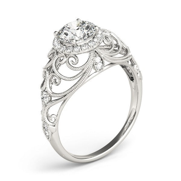 Lab Grown Round Diamond Halo Engagement Ring