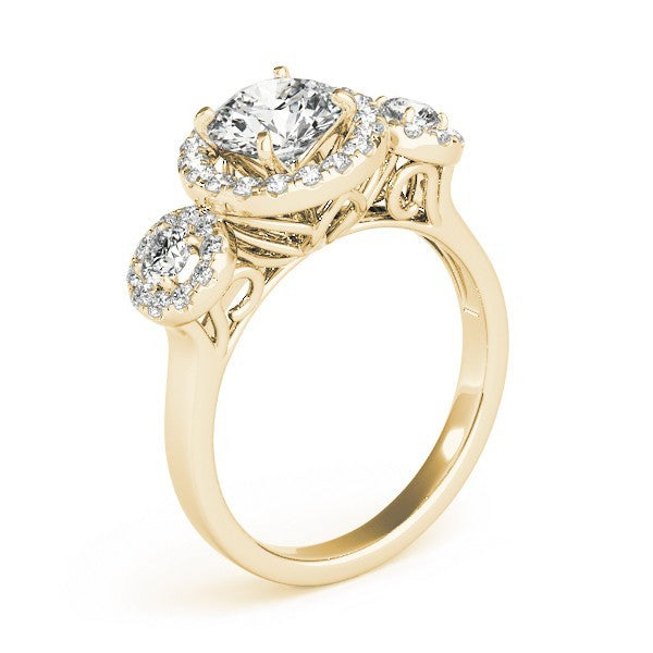 Lab Grown Round Cut Diamond Halo Engagement Ring