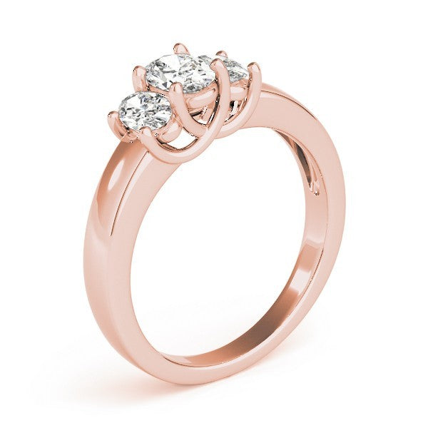Lab-Grown Oval Cut Diamond Trilogy Engagement Ring 18K White Gold