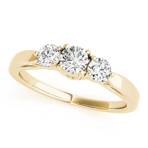 Lab Grown Round Diamond Prong Set 3 Stone Engagement Ring Platinum In DE/VS 2.00Ct