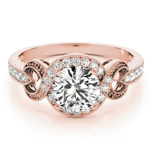 Lab Grown Round Diamond Halo Engagement Ring