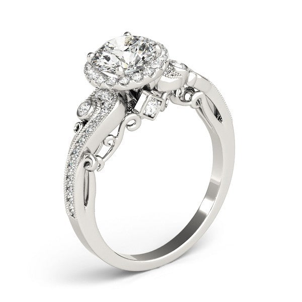 Lab Grown Round Diamond Halo Engagement Ring